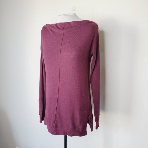 Trouvé Sweater Long Sleeve Boatneck Cashmere Knit Burgundy S Top Blouse Casual M - Picture 4 of 10